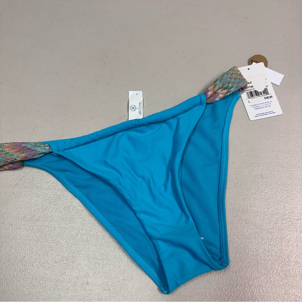 Hurley Turquoise‎ Bikini Bottom with Multicolor Straps